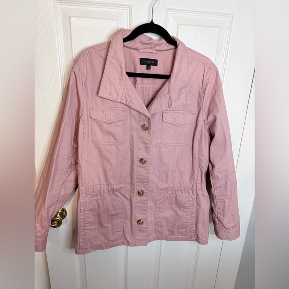 Talbots Safari Jacket | Dusty Pink Cotton Twill Utility Jacket | Size XL - Picture 3 of 10